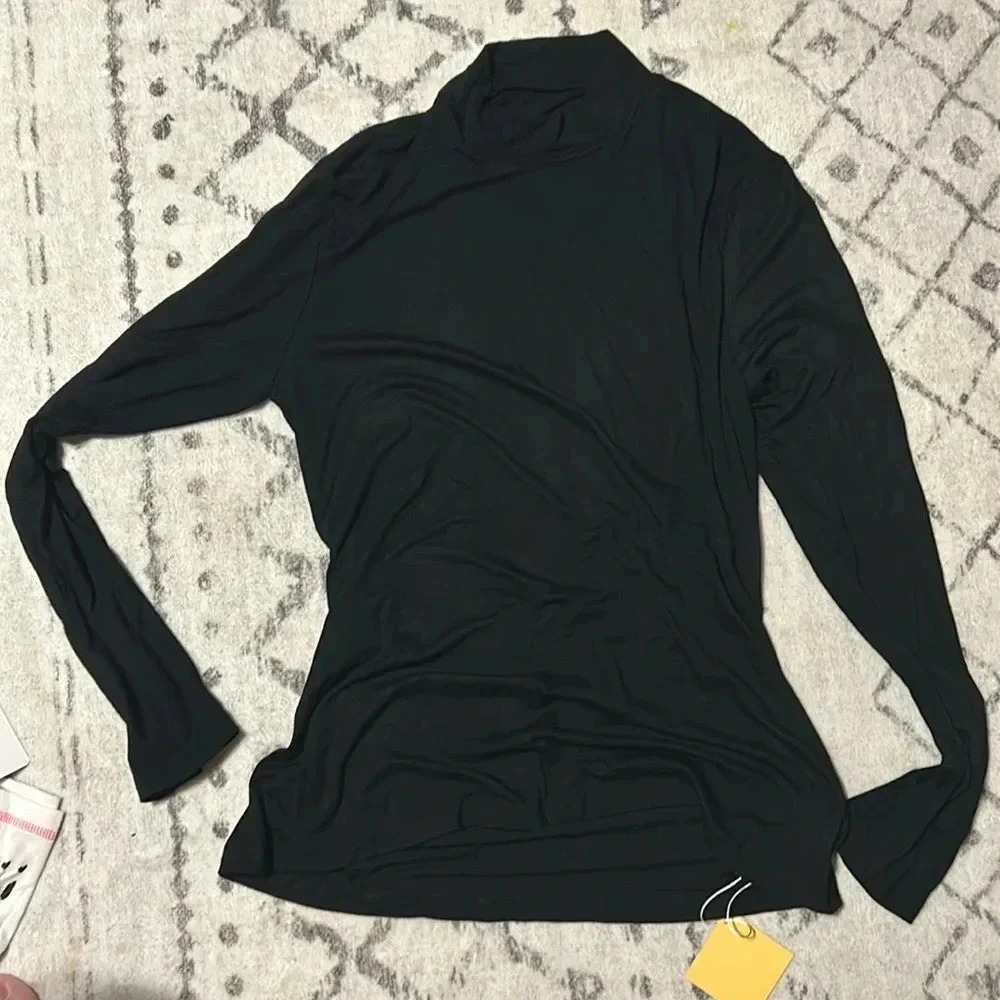 HERLOLLYCHIPS Long Sleeve Shirts Mock Turtle Neck Tops Back Out Size XL NWT
